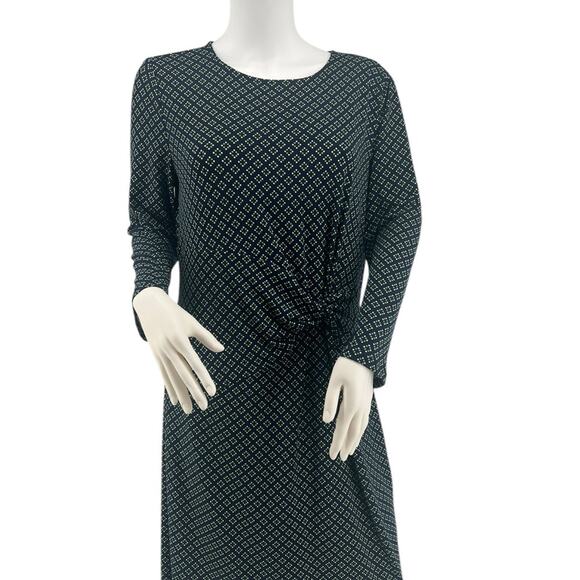 Brooks Brothers Long Sleeve Green Blue Pattern Sheath Dress Size Large - Picture 2 of 10